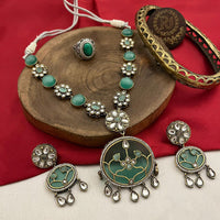 FS Collection Gold Plated Kundan Stone Necklace Set