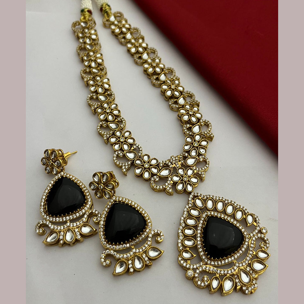 FS Collection Gold Plated Kundan Stone Necklace Set