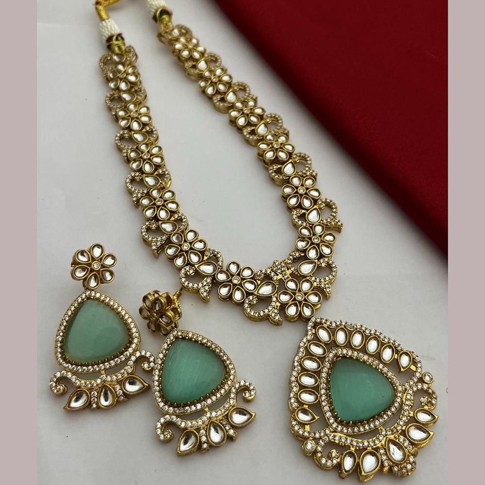 FS Collection Gold Plated Kundan Stone Necklace Set