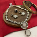 FS Collection Silver Plated Kundan Stone Necklace Set