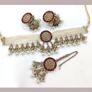 FS Collection Gold Plated Kundan Stone And Pearl Choker Necklace Set