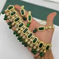FS Collection Gold Plated Kundan Stone And Pearl Choker Necklace Set