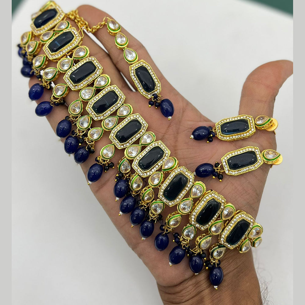 FS Collection Gold Plated Kundan Stone And Pearl Choker Necklace Set