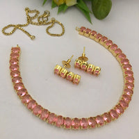 FS Collection Gold Plated Crystal Stone Necklace Set