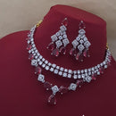 FS Collection Silver Plated AD Necklace Set