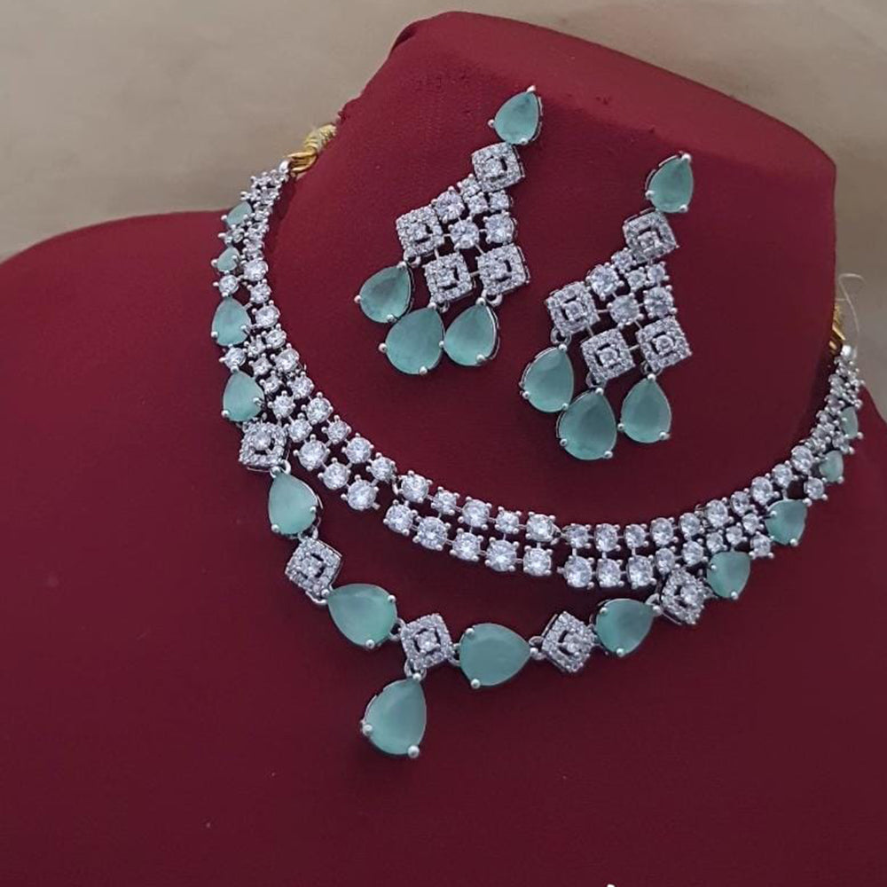 FS Collection Silver Plated AD Necklace Set