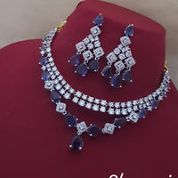 FS Collection Silver Plated AD Necklace Set