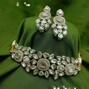 FS Collection Silver Plated Kundan Stone Choker Necklace Set