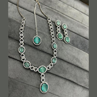FS Collection Silver Plated AD Necklace Set