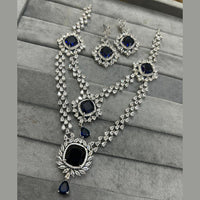 FS Collection Silver Plated AD Necklace Set