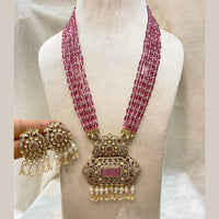 Fs Collection Gold Plated AD And Beads Long Necklace Set