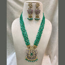 Fs Collection 2 Tone Plated AD And Beads Long Necklace Set