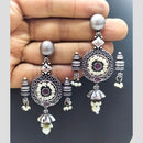 FS Collection Oxidised Plated Pota Stone Dangler Earrings