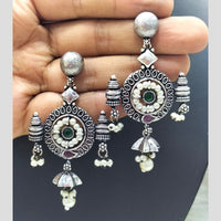 FS Collection Oxidised Plated Pota Stone Dangler Earrings