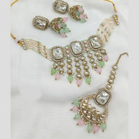 FS Collection Gold Plated Kundan Stone And Pearl Choker Necklace Set