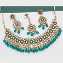 FS Collection Gold Plated Crystal Stone And Beads Choker Necklace Set