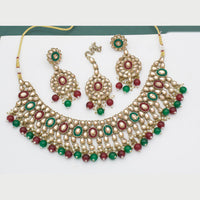 FS Collection Gold Plated Crystal Stone And Beads Choker Necklace Set