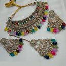 FS Collection Gold Plated Crystal Stone And Beads Choker Necklace Set