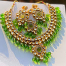 FS Collection Gold Plated Kundan Stone And Beads Necklace Set