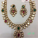FS Collection Gold Plated Kundan Stone Necklace Set