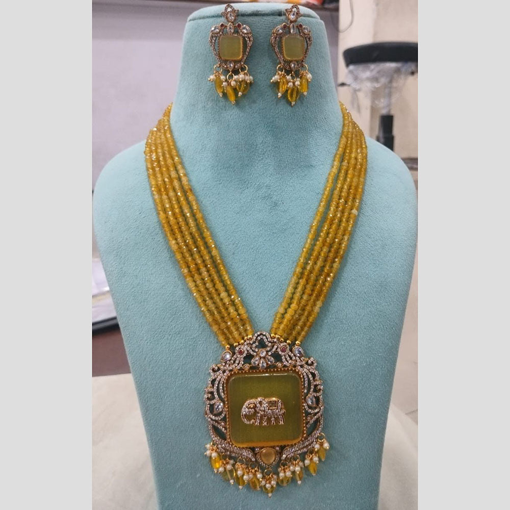 FS Collection Gold Plated Austrian Stone And Beads Necklace Set