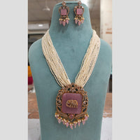 FS Collection Gold Plated Austrian Stone And Pearl Necklace Set