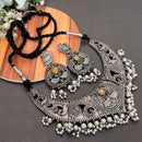 FS Collection Oxidised Plated Pota Stone And Pearl Necklace Set