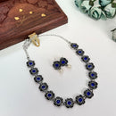 FS Collection Oxidised Plated Pota Stone Necklace Set