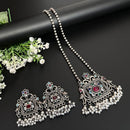 FS Collection Oxidised Plated Pota Stone And Pearl Necklace Set
