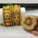 FS Collection Gold Plated  Bangles Set With Ring