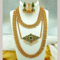 FS Collection Gold Plated Pota Stone Double Necklace Set