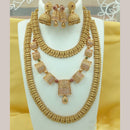 FS Collection Gold Plated Pota Stone Double Necklace Set