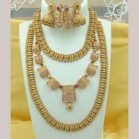 FS Collection Gold Plated Pota Stone Double Necklace Set