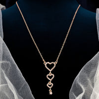 FS Collection Rose Gold Plated Austrian Stone Chain Pendant