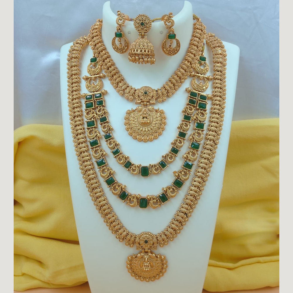 FS Collection Gold Plated Pota Stone Temple Necklace Combo
