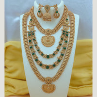 FS Collection Gold Plated Pota Stone Temple Necklace Combo