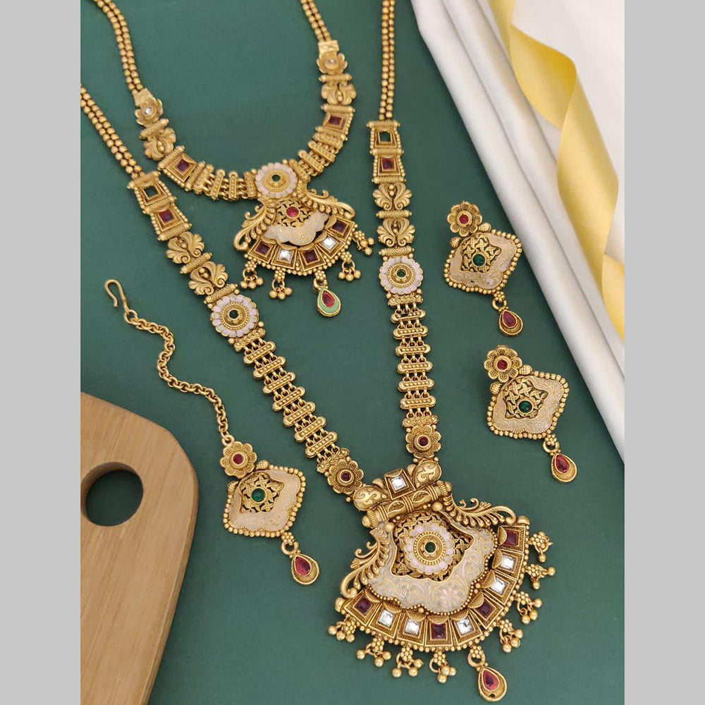 FS Collection Gold Plated Pota Stone Necklace Combo