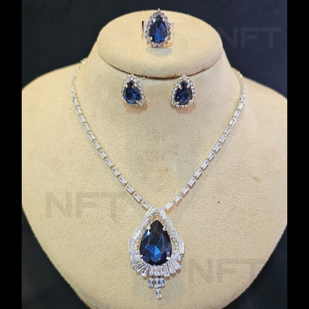 FS Collection Silver Plated AD Necklace Set