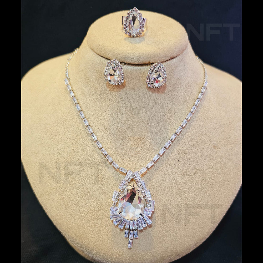 FS Collection Silver Plated AD Necklace Set