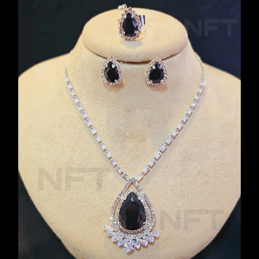 FS Collection Silver Plated AD Necklace Set