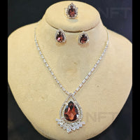 FS Collection Silver Plated AD Necklace Set