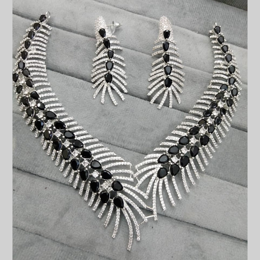 FS Collection Silver Plated AD Necklace Set