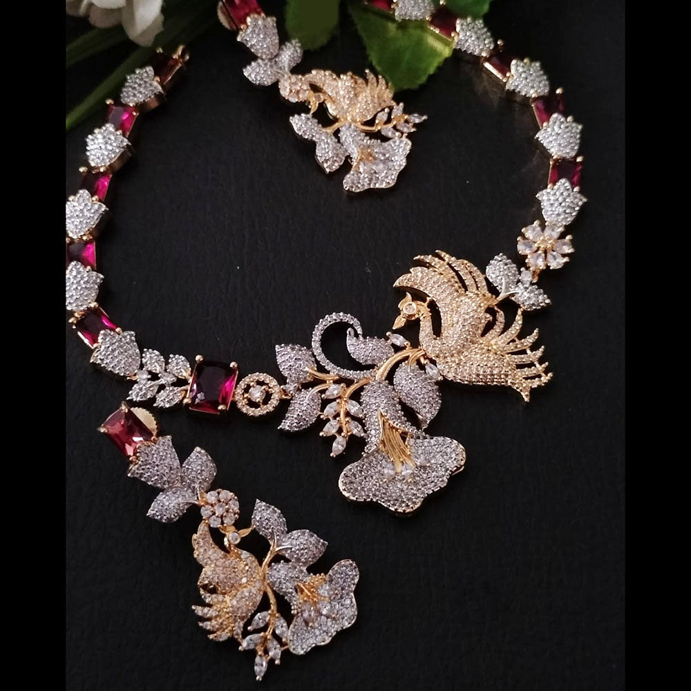 FS Collection Gold Plated AD Choker Necklace Set