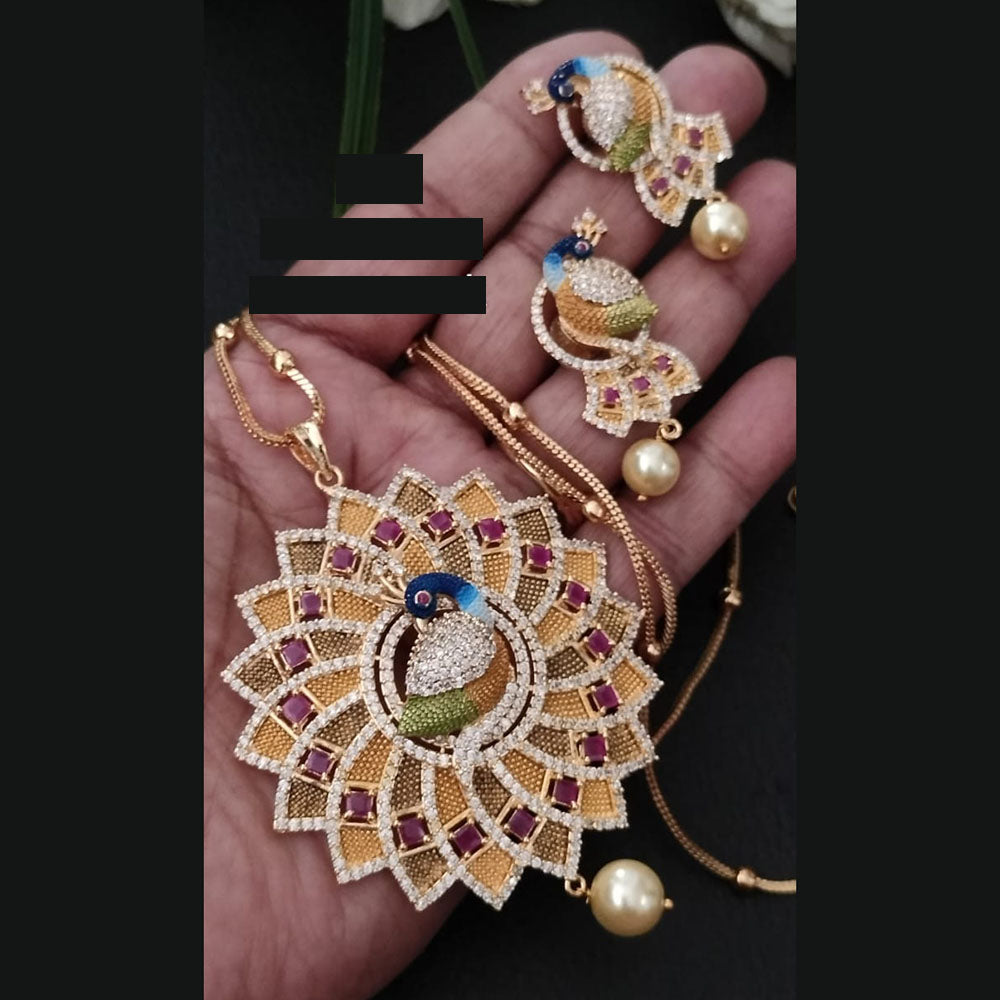 FS Collection Gold Plated AD Chain Pendent Set