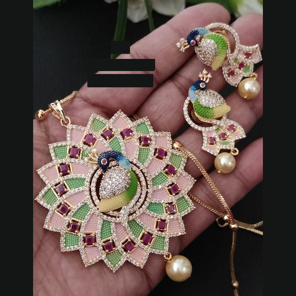 FS Collection Gold Plated AD Chain Pendent Set