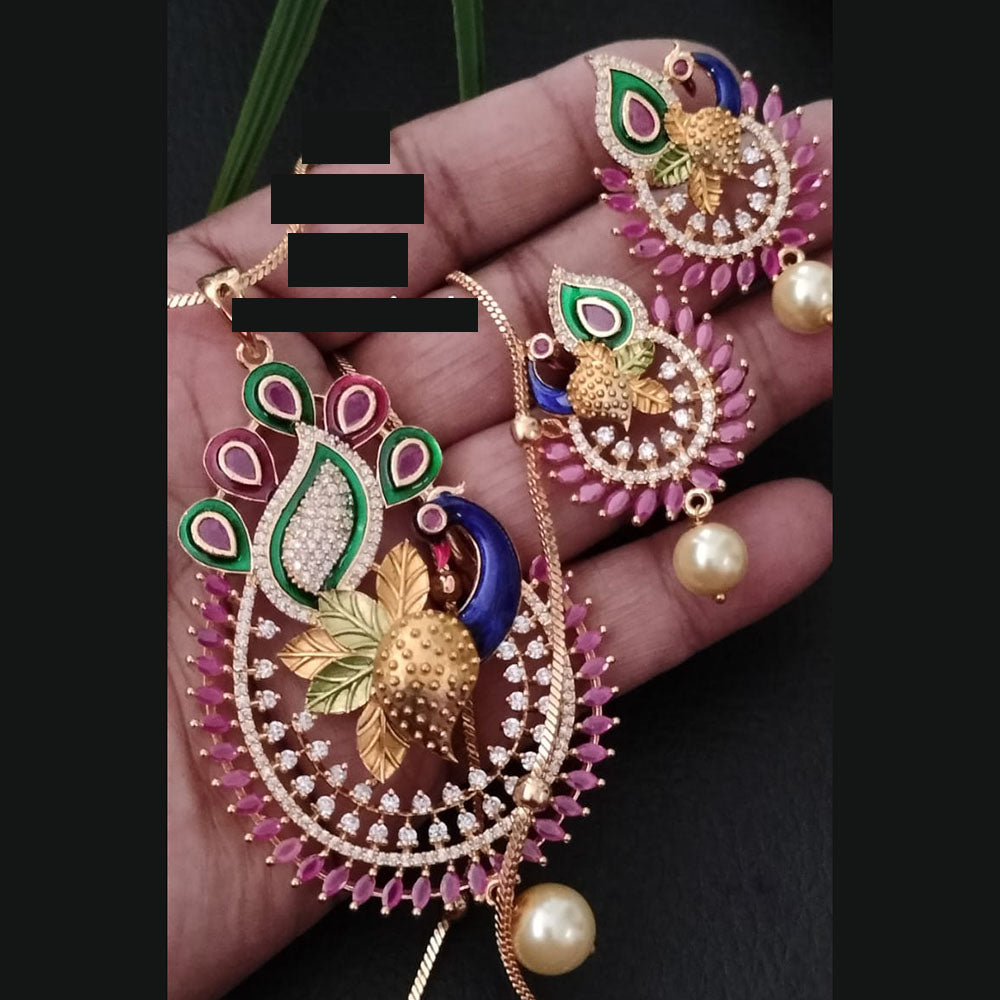 FS Collection Gold Plated AD Chain Pendent Set