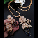 FS Collection Rose Gold Plated AD Chain Pendent Set