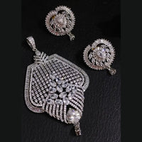 FS Collection Silver Plated AD Chain Pendent Set