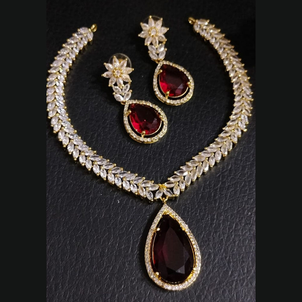 FS Collection Gold Plated AD Necklace Set