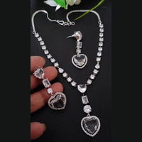 FS Collection Silver Plated Heart Shape AD Necklace Set